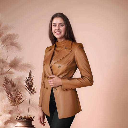 Averra Noir Belted Leather Coat - Leatherkin