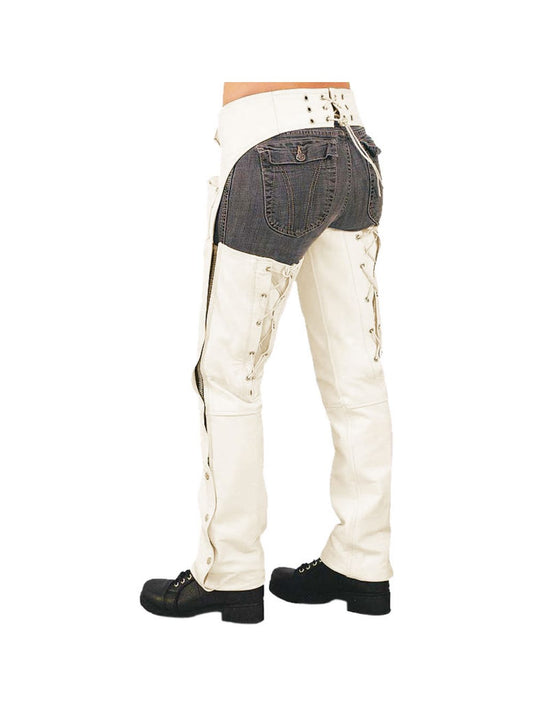 Aced Back Detail Leather Chaps for Women - Leatherkin