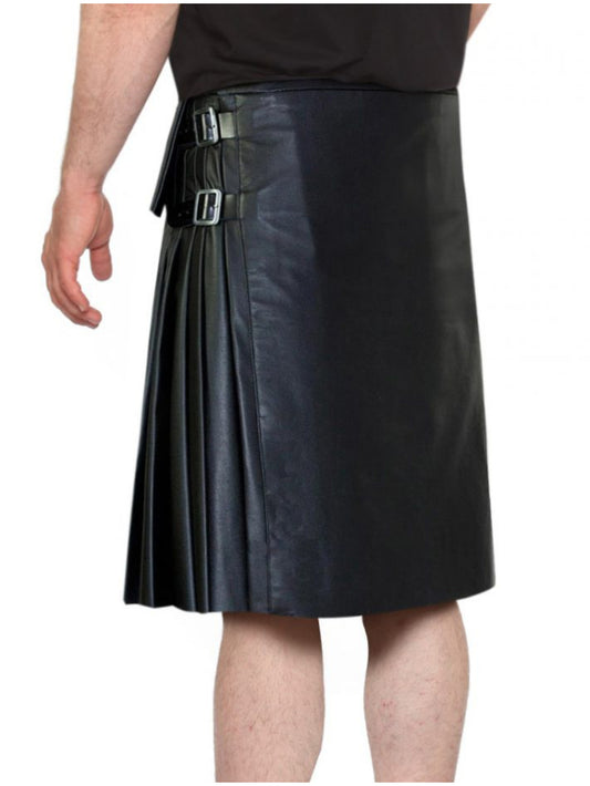 Adjustable Buckle Casual Leather Kilt for Men - Leatherkin