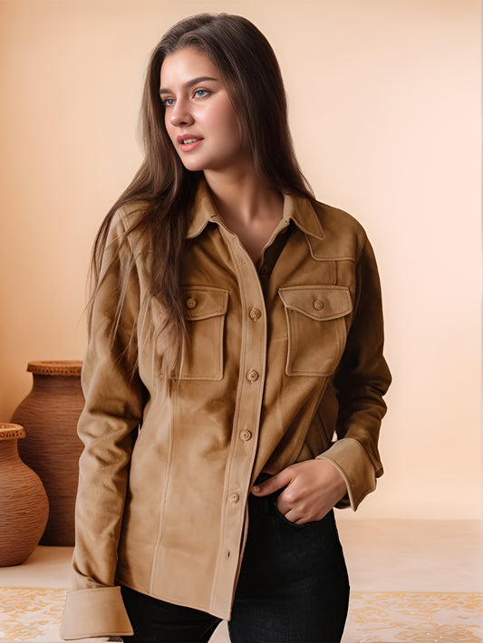 Amara Veil Womens Genuine Suede Leather Jacket