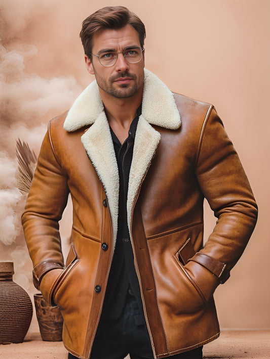 Amber Lush Mens Genuine Leather Coat