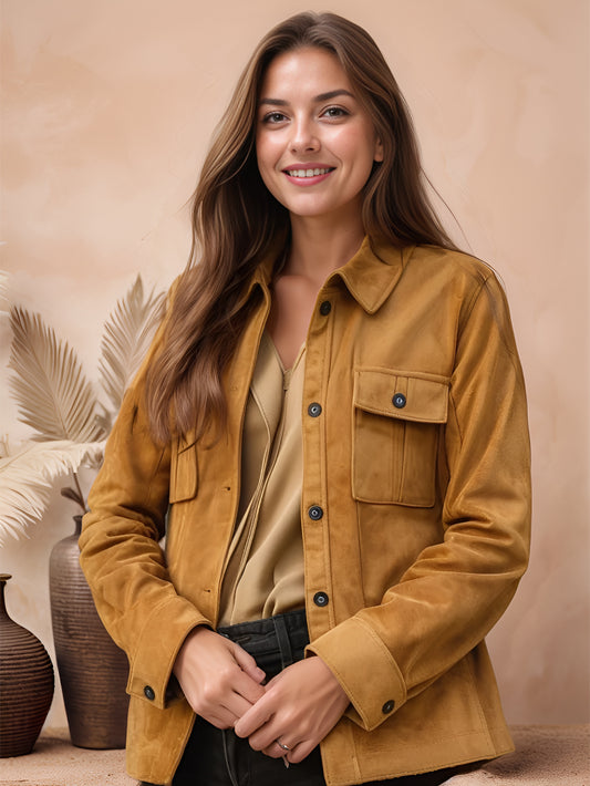 Veste en cuir et daim Amber Thorn pour femme