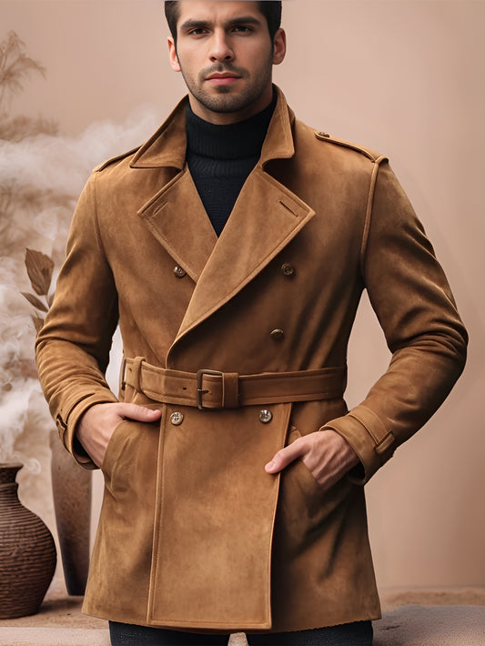 Ambra Belle Mens Suede Leather Coat