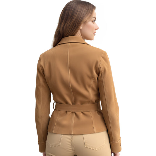 Angelique Mist Suede Leather Jacket for Women - Leatherkin