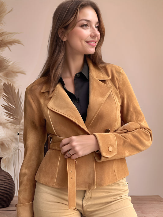 Veste en cuir suédé Angelique Mist pour femme