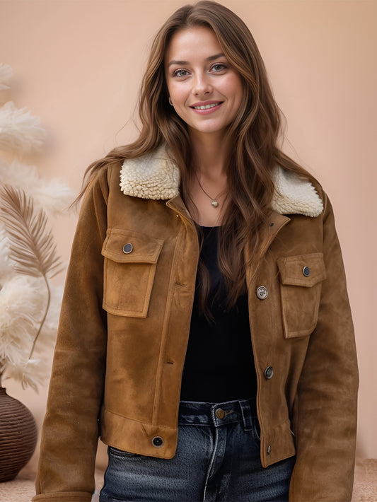 Apex Ivy Womens Genuine Leather Suede Jacket