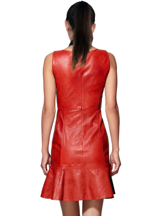 Apple-Cut Women's Leather Dress - Leatherkin