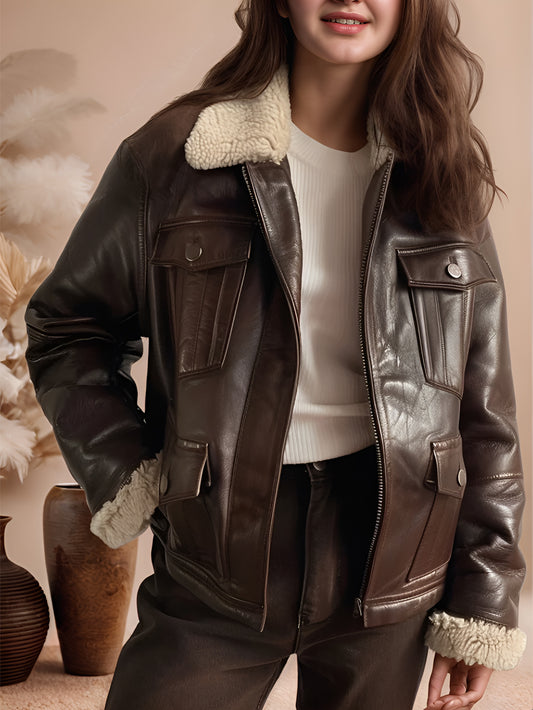 Veste en cuir véritable Arcane Whisper pour femme