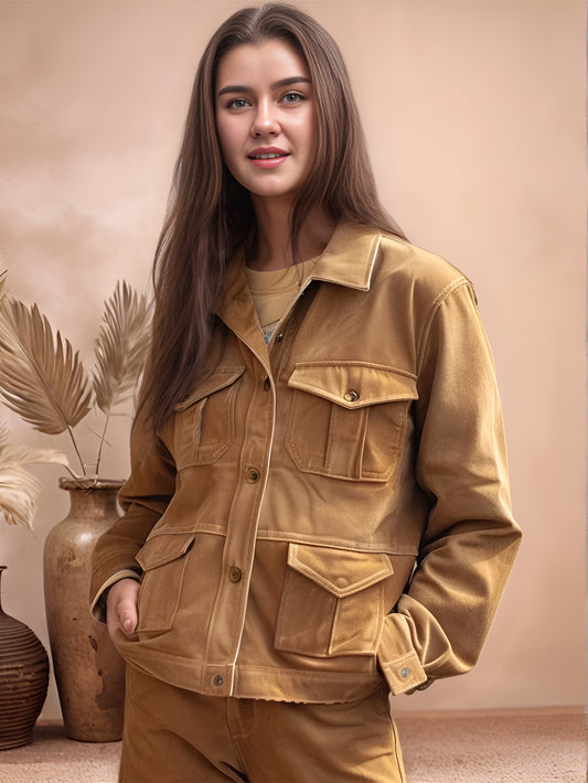 Veste en cuir suédé véritable Ardent Ivy pour femme
