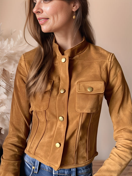 Veste en cuir suédé véritable Aria Ember pour femme