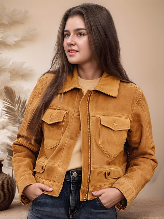 Veste en cuir et daim Astra Flame pour femme