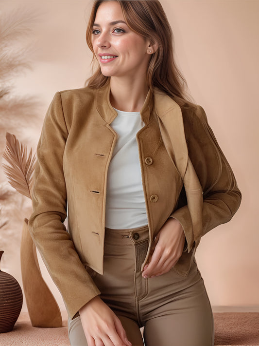 Veste en cuir suédé Astra Noir pour femme
