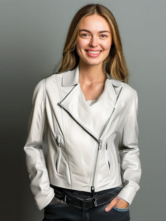 Bomber en cuir asymétrique chic pour femme