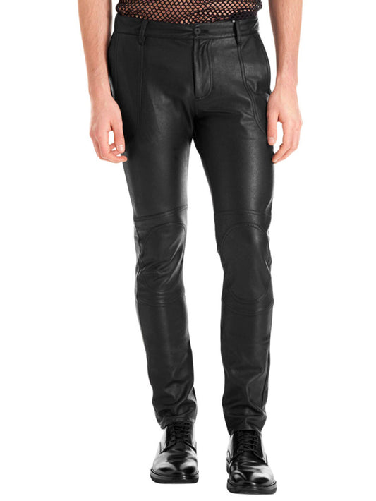Pantalon en cuir véritable Athletic Skin Fit pour homme