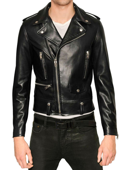 Attention-Grabbing Genuine Leather Biker Jacket for Men - Leatherkin