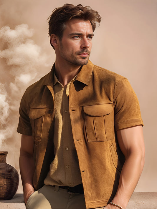 Gilet de moto en cuir suédé Auraluxe pour homme