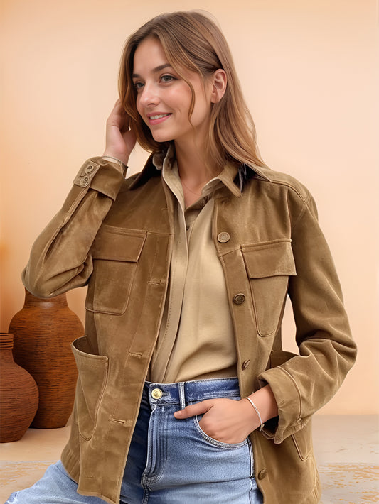 Veste en cuir véritable et daim Aurora Mist pour femme