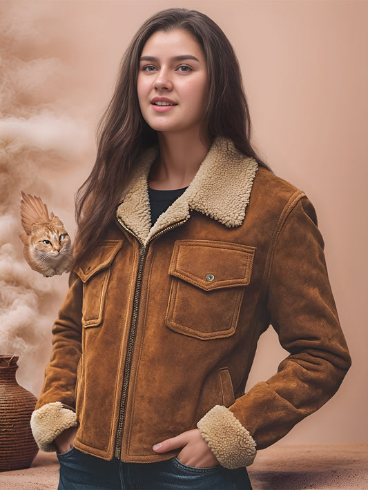 Veste en cuir suédé Aveline Grace pour femme