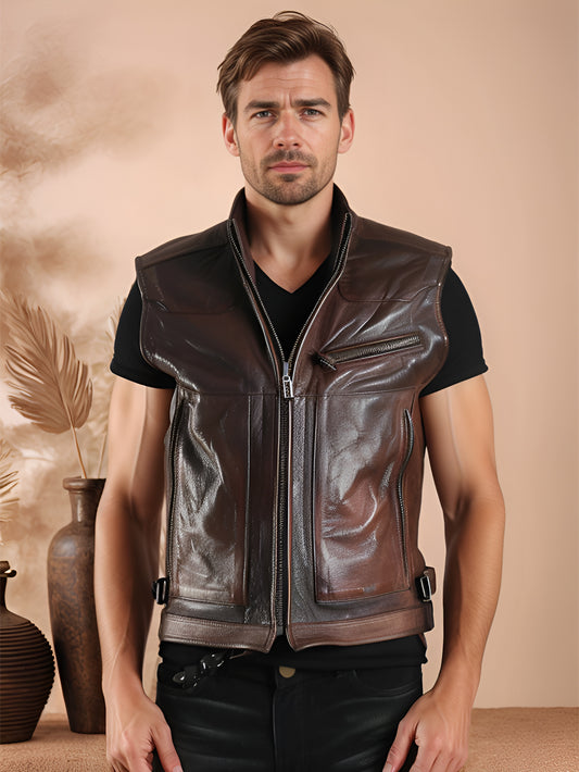 Gilet en cuir véritable Axion Wear pour homme