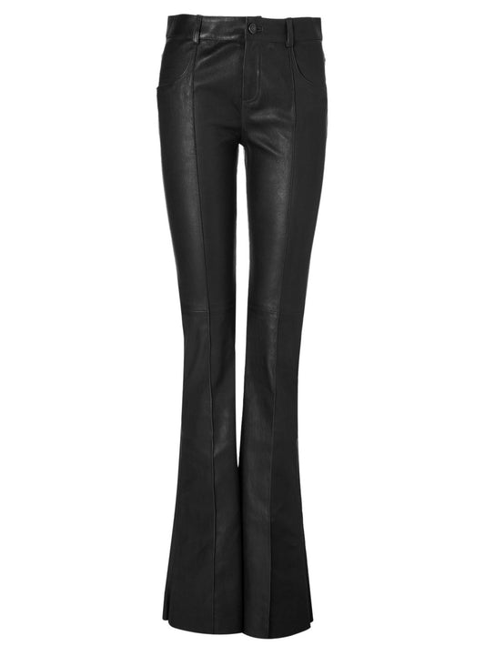 Bell-Bottom Chic Leather Pants - Leatherkin