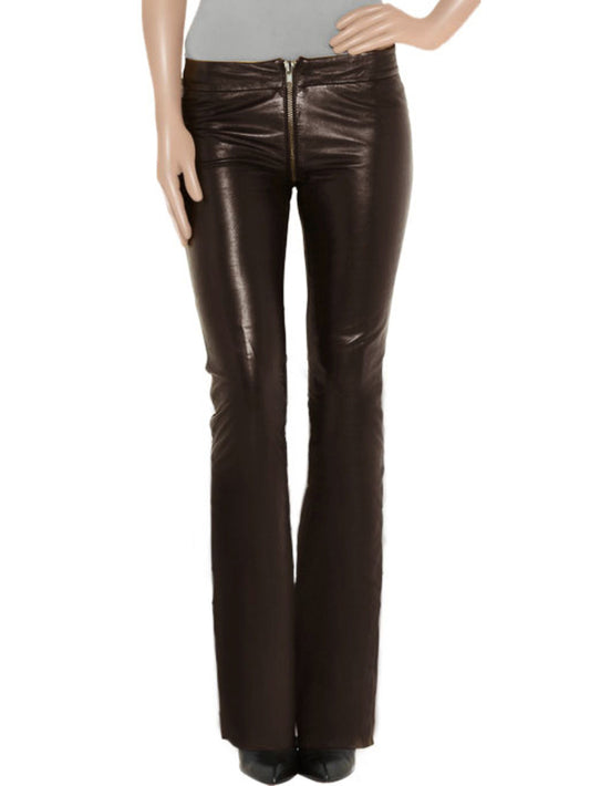 Pantalon en cuir style pattes d'éléphant