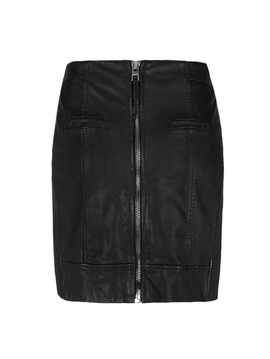 Biker-Style Skin-Touch Leather Skirt - Leatherkin