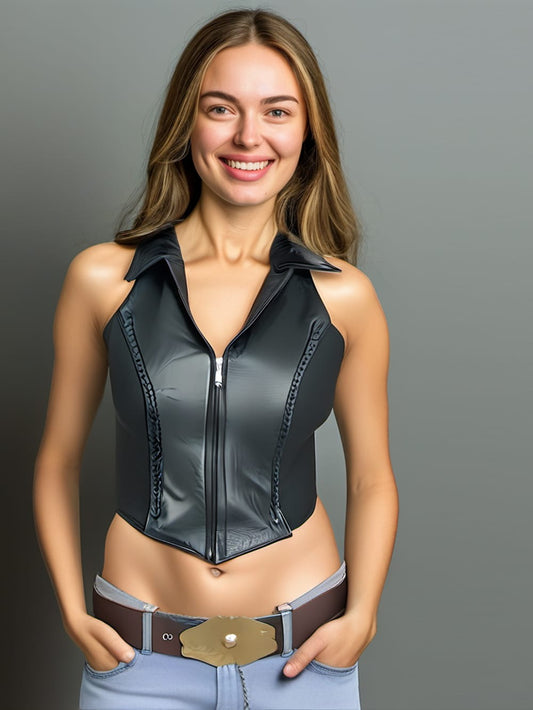 Licol en cuir tressé élégant pour femme