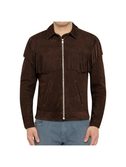 Brown Fringe Suede Leather Jacket - Leatherkin