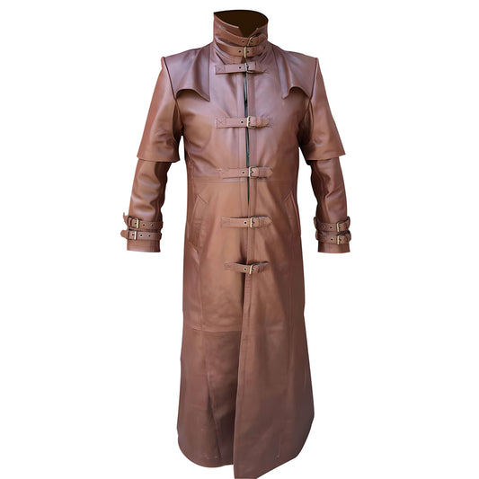 Manteau en cuir marron Legacy Van Helsing Gothic Matrix pour homme