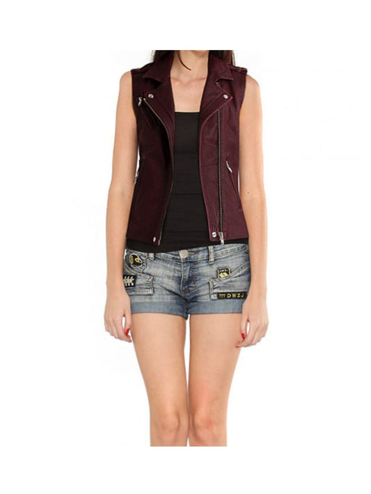 Burgundy Grace Leather Vest - Leatherkin