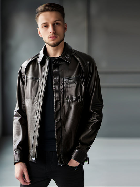 Herrenhemd aus echtem Leder im Business-Stil