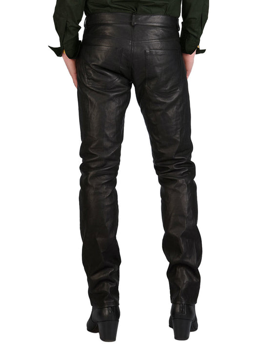 Buttoned Business Genuine Leather Pants for Men - Leatherkin