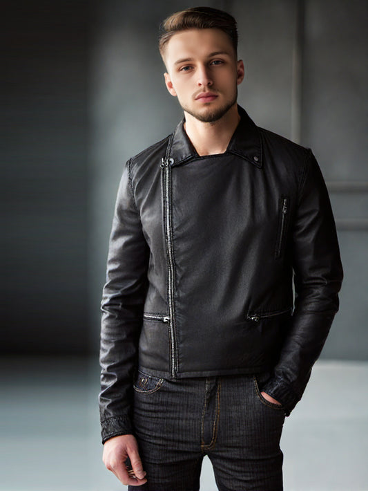 Veste en cuir Grace boutonnée