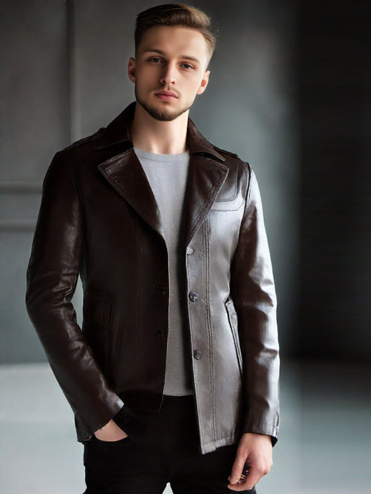 Manteau en cuir style Casanova pour homme