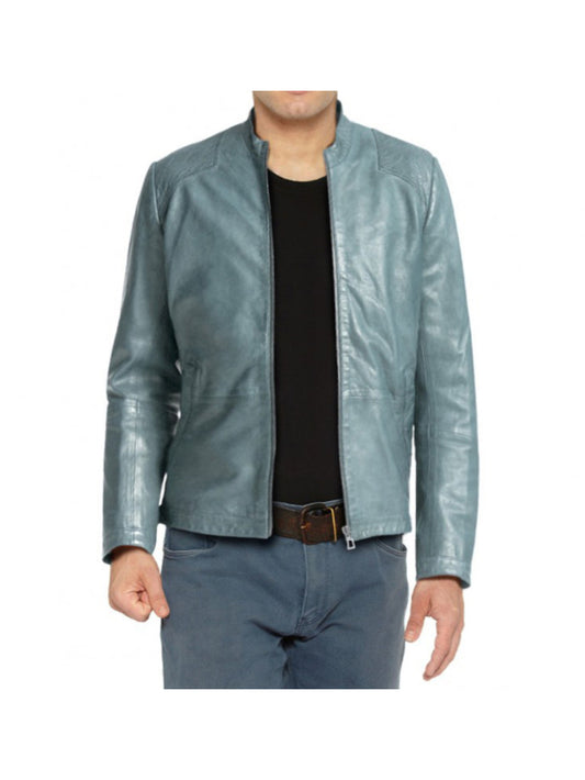 Casual Patch Accent Leather Jacket - Leatherkin