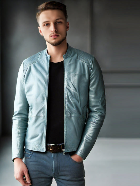 Veste en cuir décontractée avec patchs