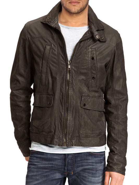 Casual Welt Pocket Leather Jacket - Leatherkin