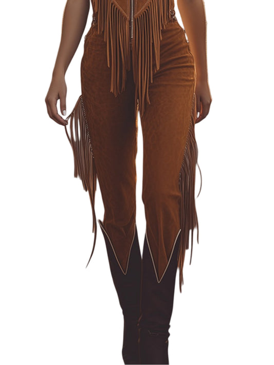 Celestial Reign Suede Vest Zip-Up Leather Jumpsuit - Leatherkin