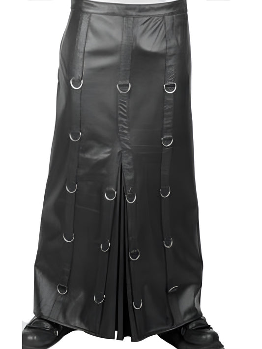 Centre-Pleated Leather Kilts for Men