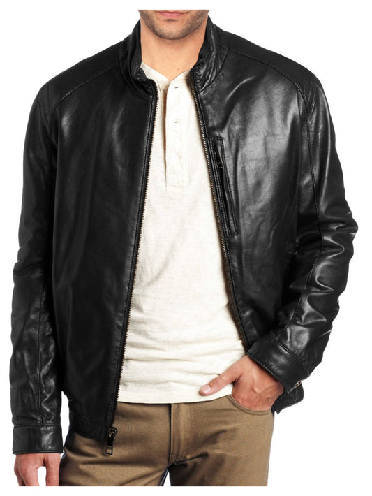 Chest Pouch Utility Leather Jacket - Leatherkin
