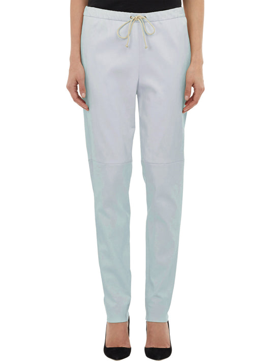 Pantalon en cuir à cordon de serrage et cigarette
