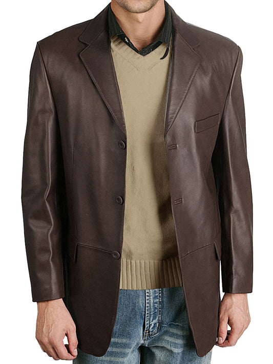 Classic Lambskin Leather Blazer for Men - Leatherkin