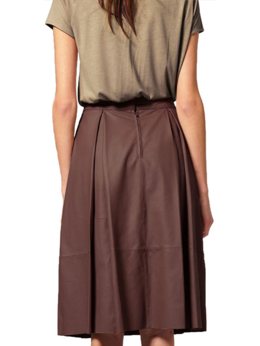 Classic Pleated Leather Skirt - Leatherkin