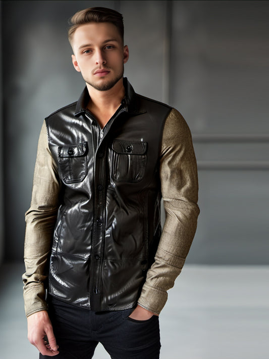 Gilet en cuir véritable de style classique pour homme
