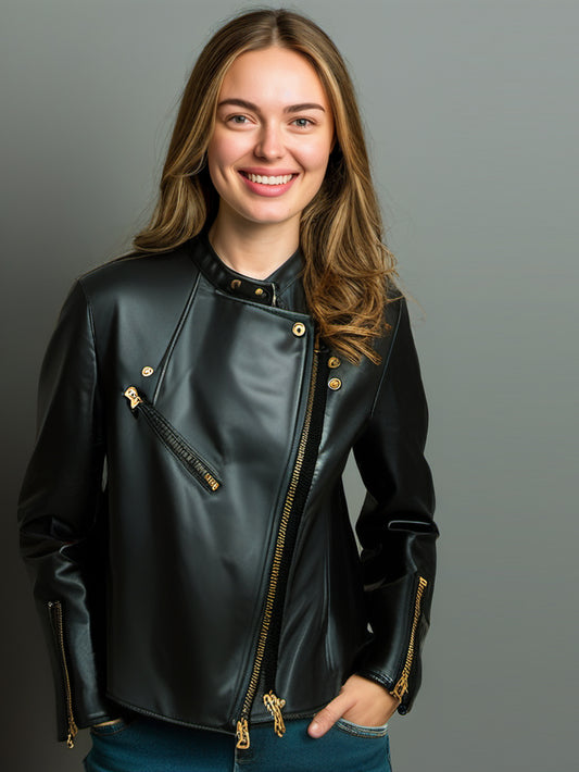 Veste de moto en cuir classique et moderne