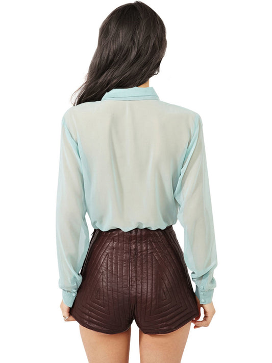 Classy Stitched Detail Leather Shorts - Leatherkin