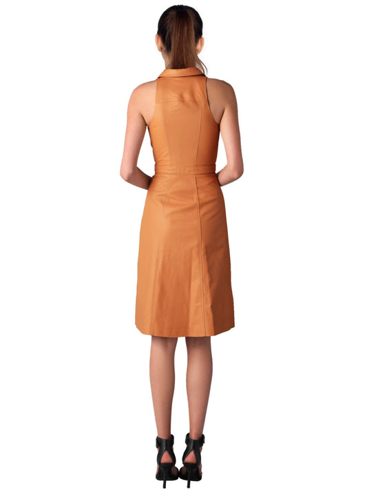 Collared Corporate Leather Dress - Leatherkin