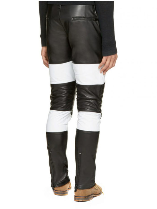 Color Block Quilted Genuine Leather Pants for Men - Leatherkin