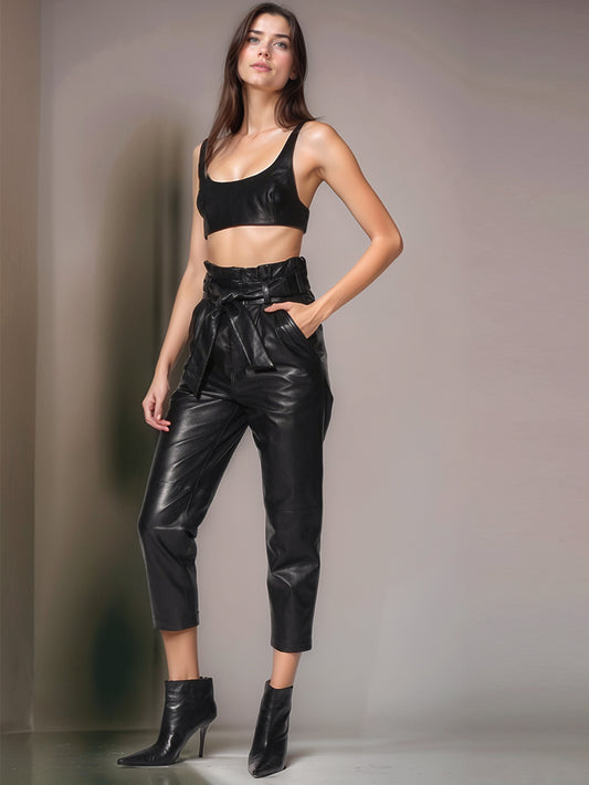 Pantalon en cuir de luxe contemporain