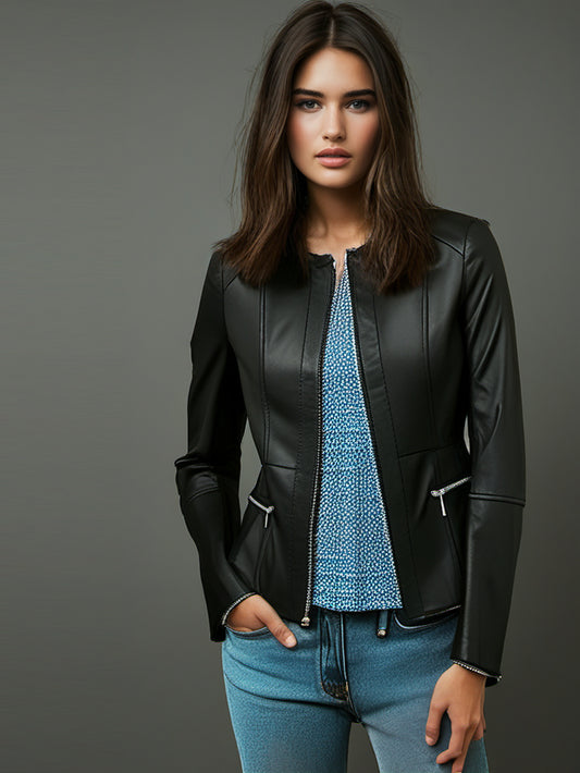 Veste en cuir côtelé cool